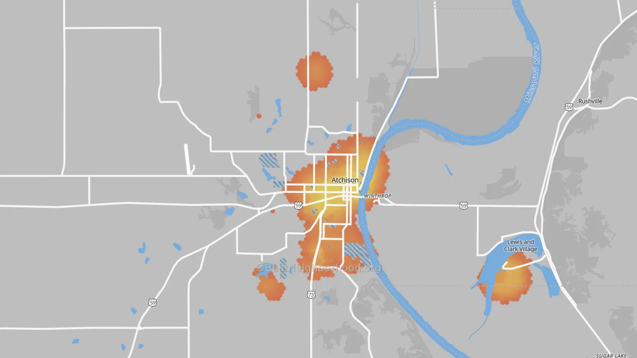 Bike Grade map of Atchison, KS