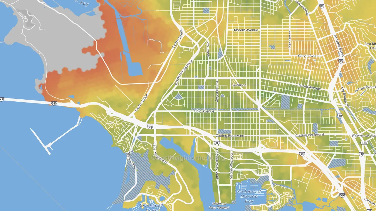 Bike Grade map of Atchison Woods, Richmond, CA