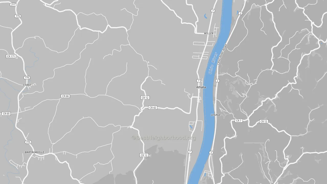 Bike Grade map of Athalia, OH