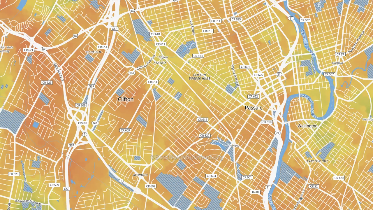 Bike Grade map of Athenia, Clifton, NJ