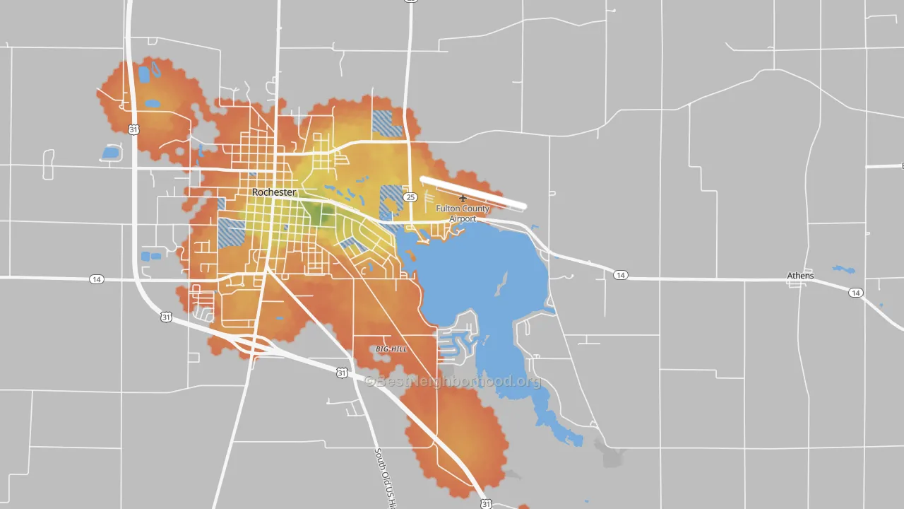 Bike Grade map of Athens, IN