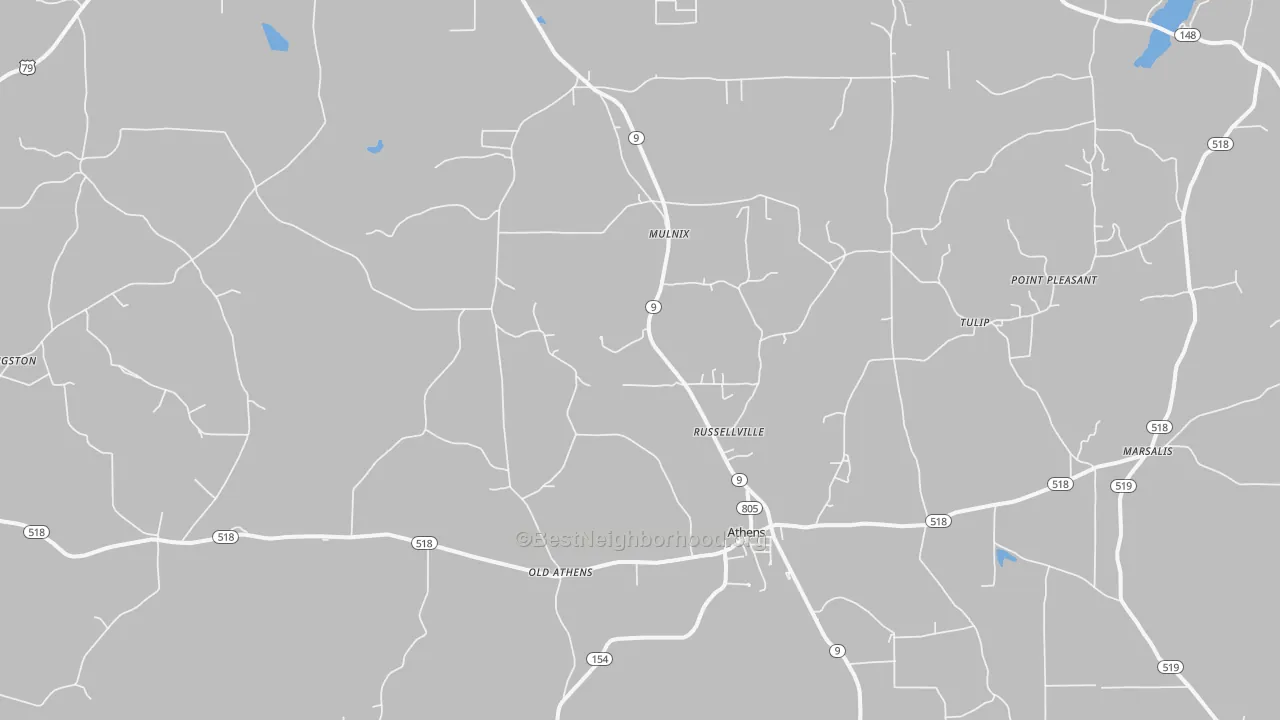 Bike Grade map of Athens, LA