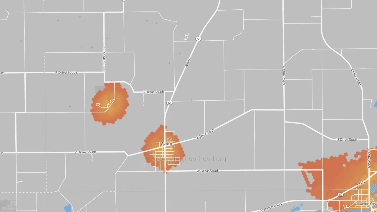 Bike Grade map of Athens, MI