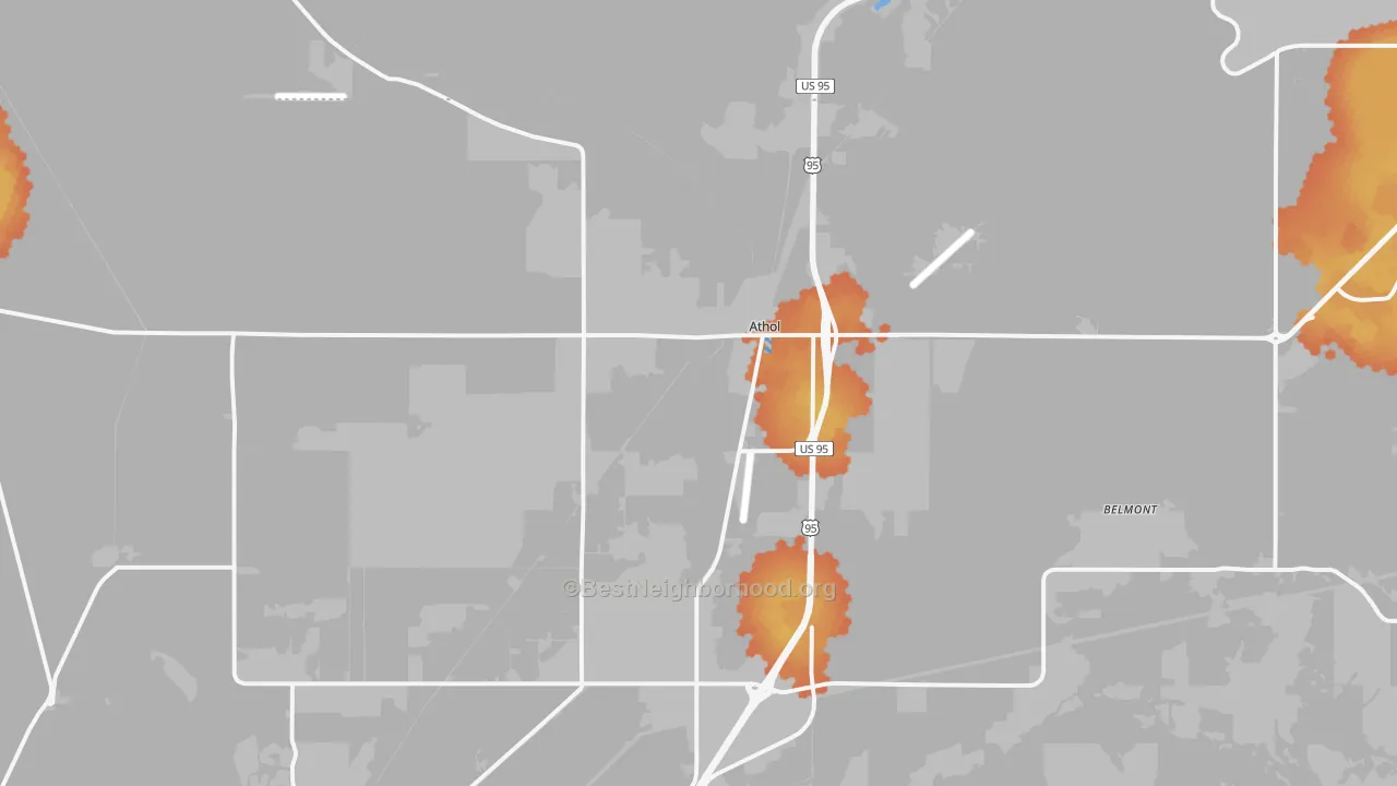 Bike Grade map of Athol, ID