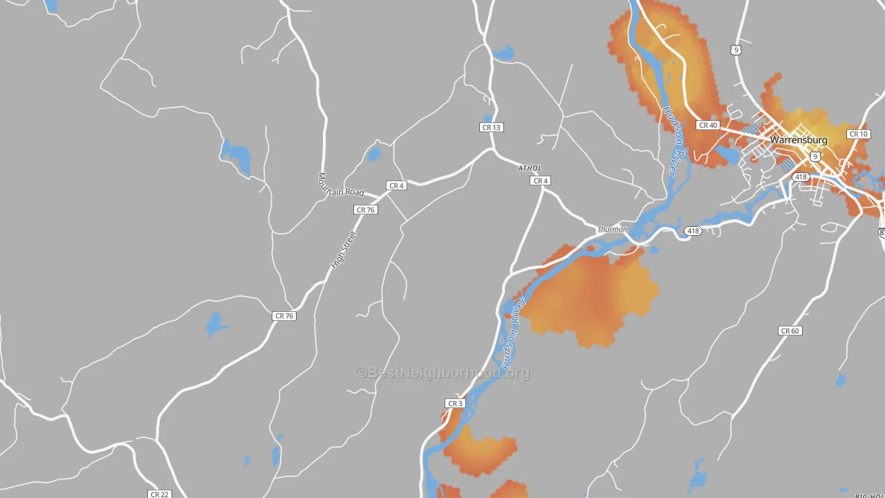 Bike Grade map of Athol, NY
