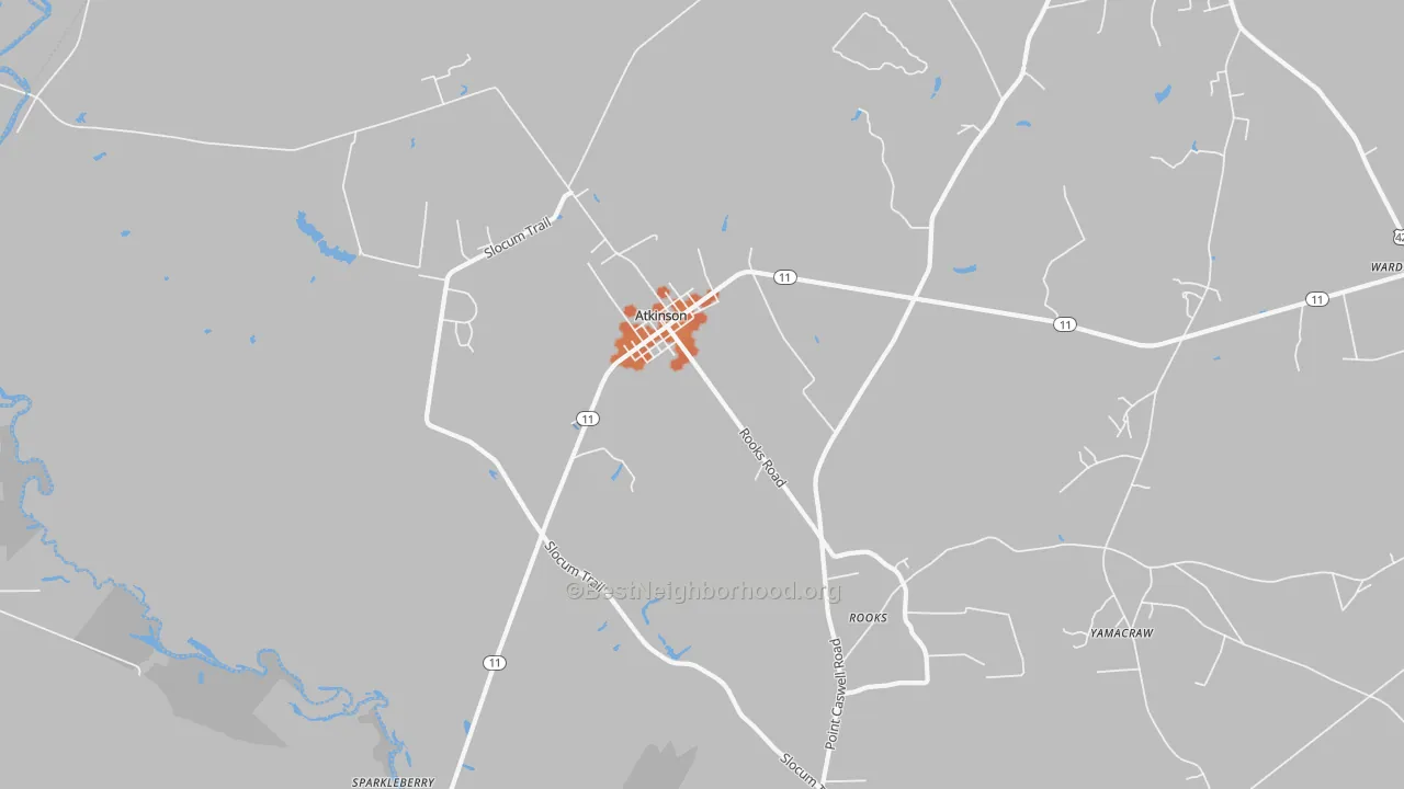 Bike Grade map of Atkinson, NC
