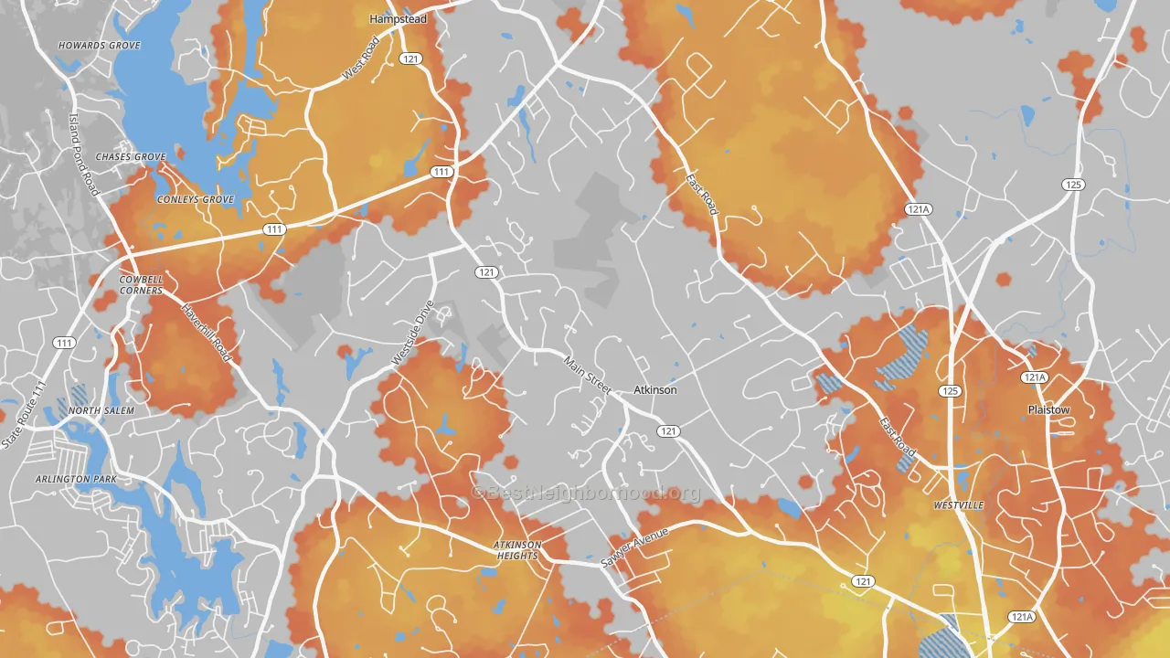 Bike Grade map of Atkinson, NH