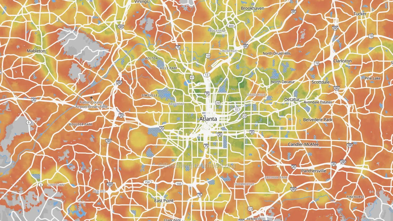 Bike Grade map of Atlanta, GA