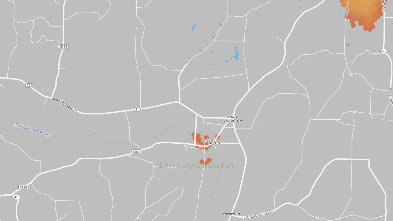 Bike Grade map of Atlanta, NY