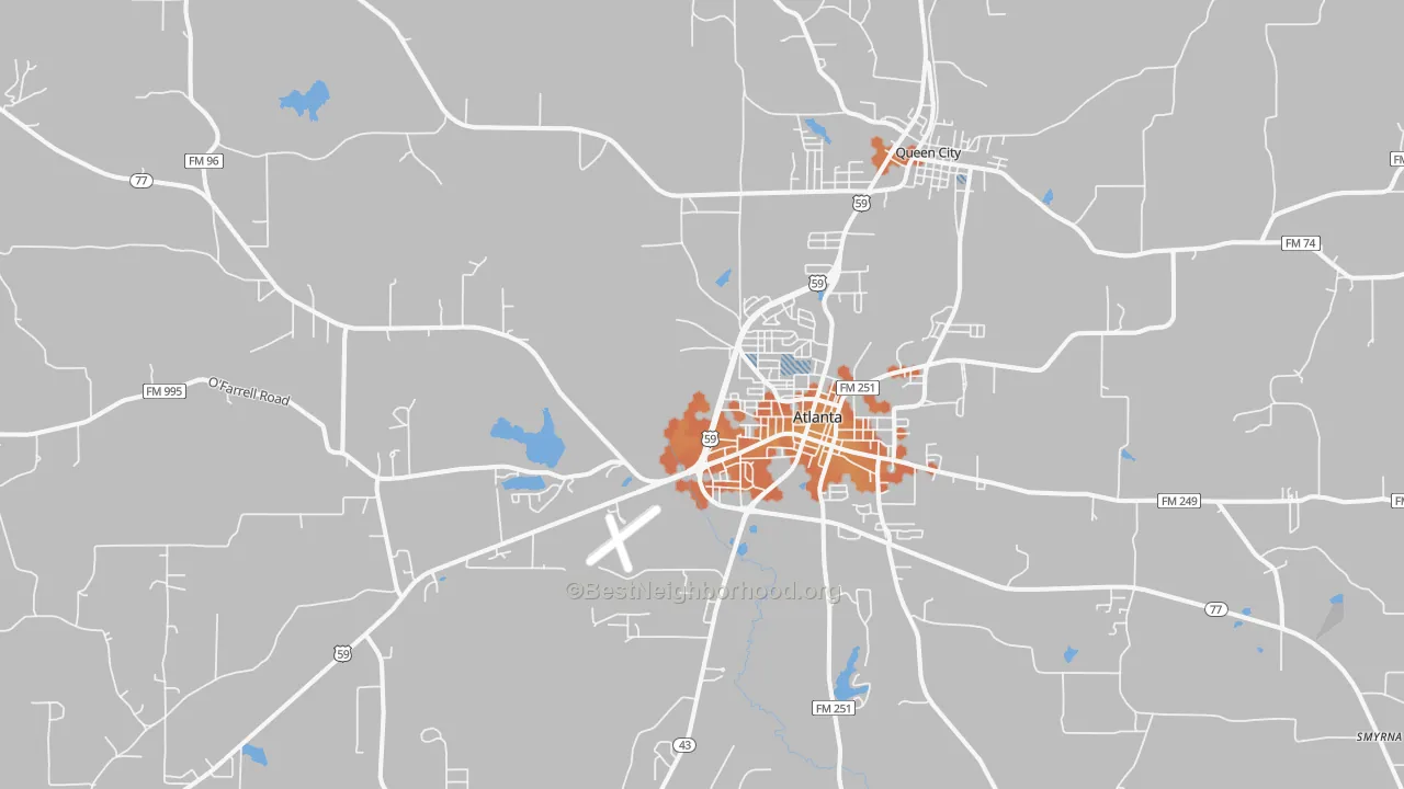 Bike Grade map of Atlanta, TX