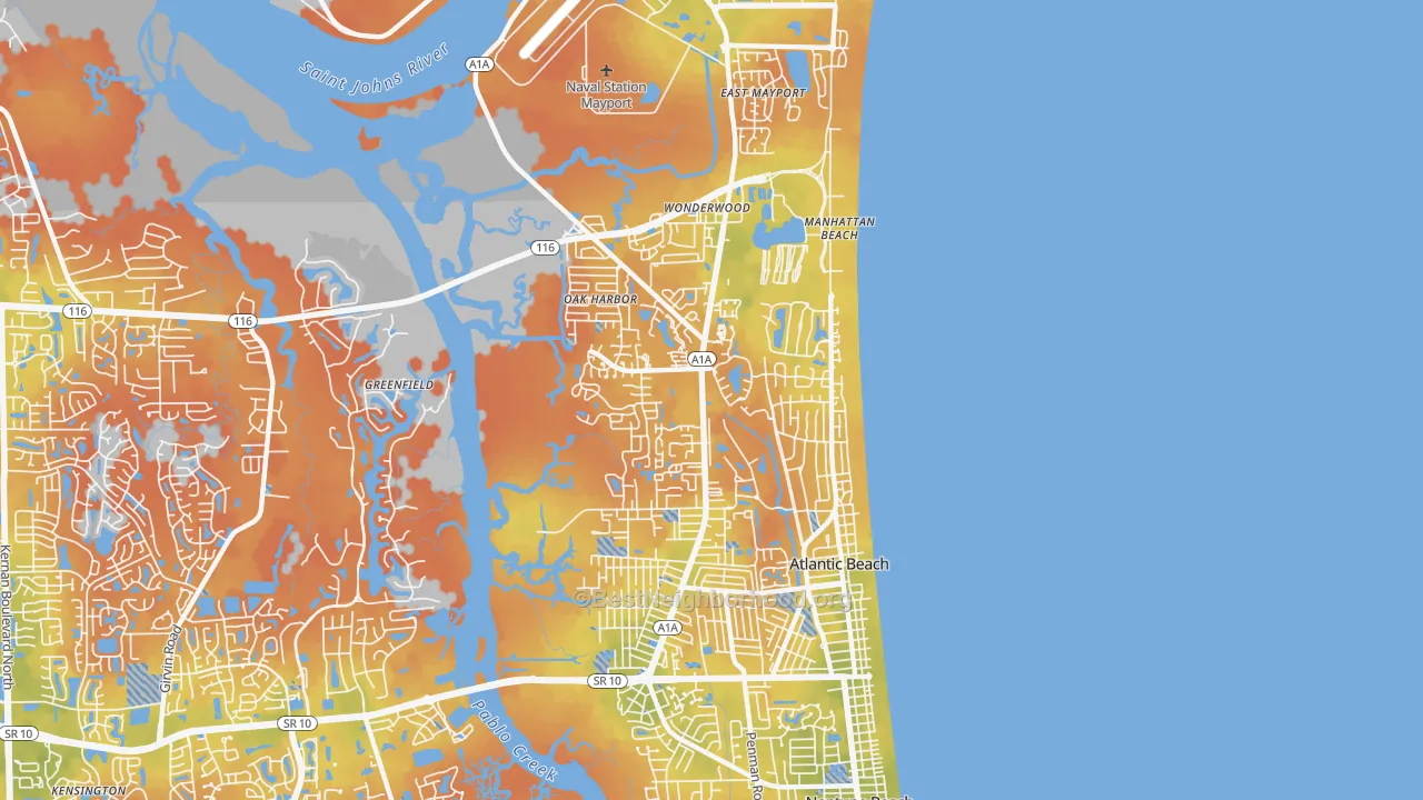 Bike Grade map of Atlantic Beach, FL