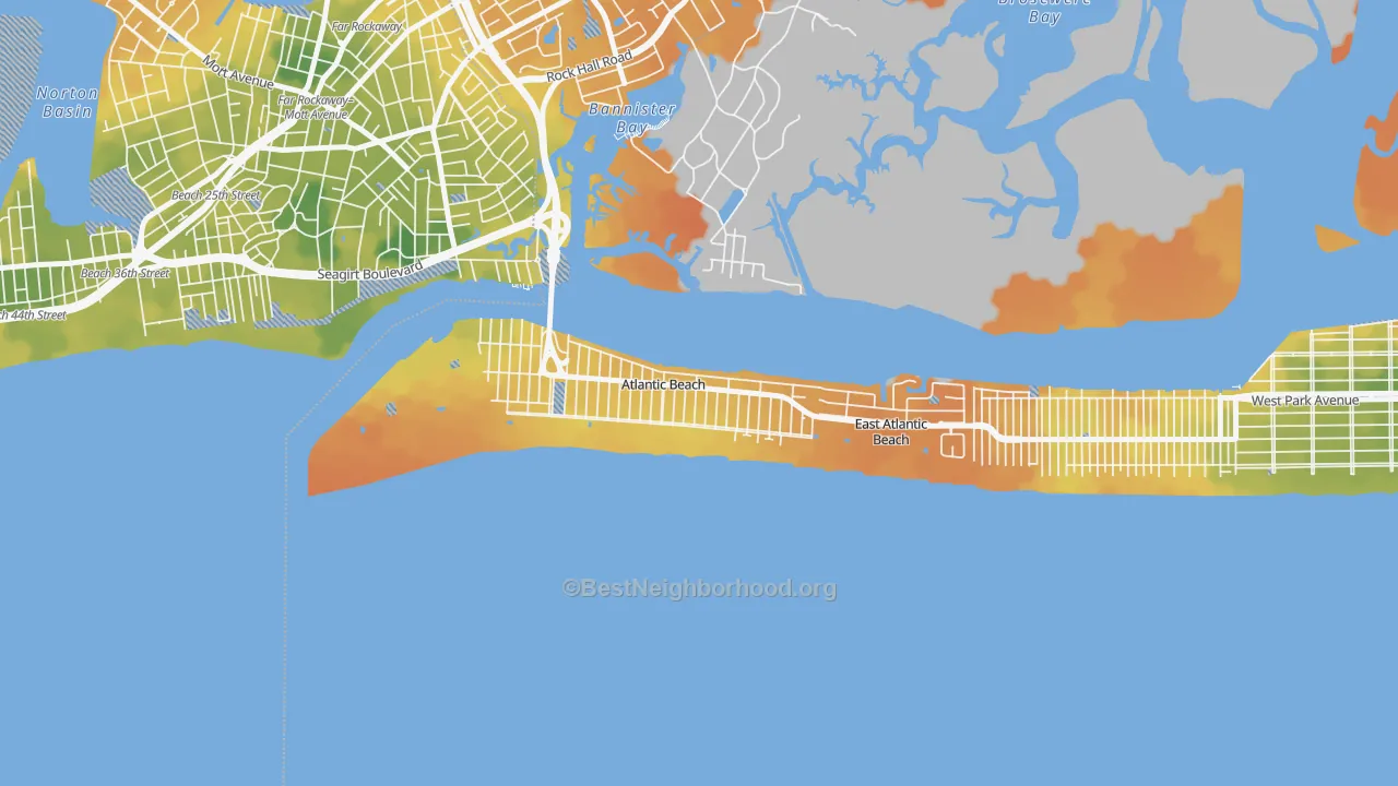 Bike Grade map of Atlantic Beach, NY