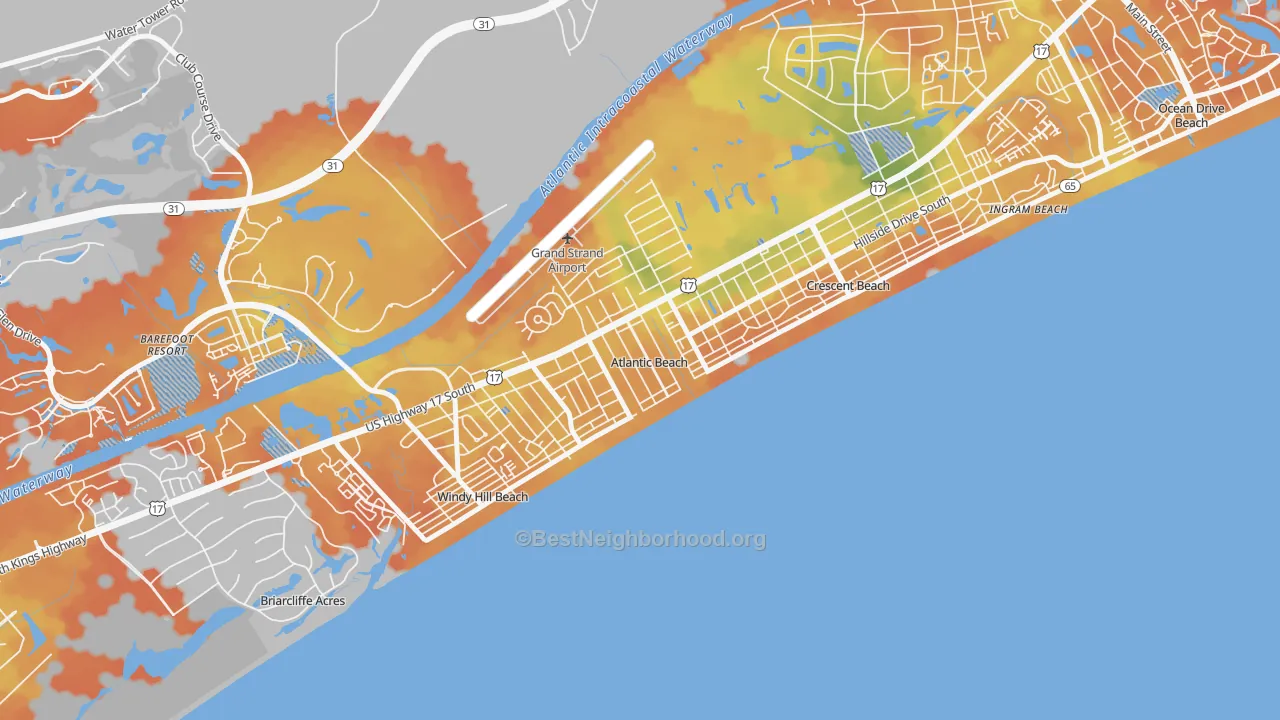 Bike Grade map of Atlantic Beach, SC