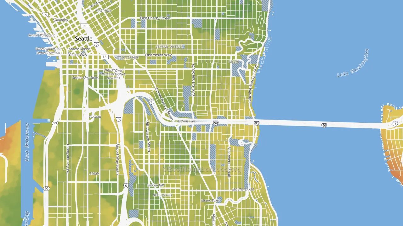 Bike Grade map of Atlantic, Seattle, WA