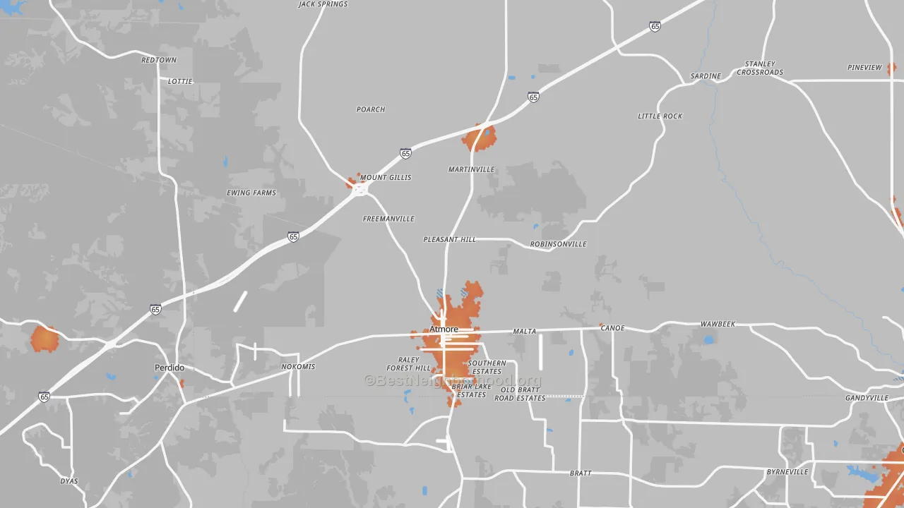 Bike Grade map of Atmore, AL