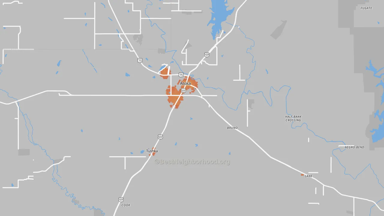 Bike Grade map of Atoka, OK