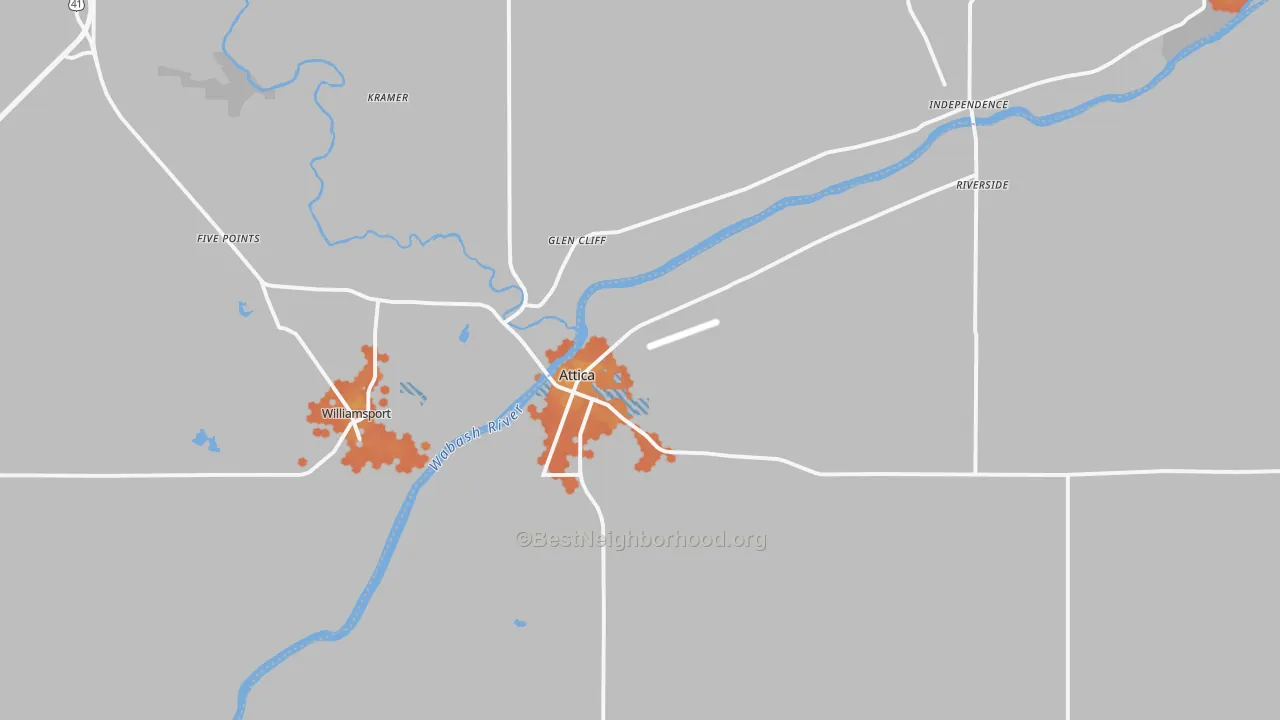 Bike Grade map of Attica, IN