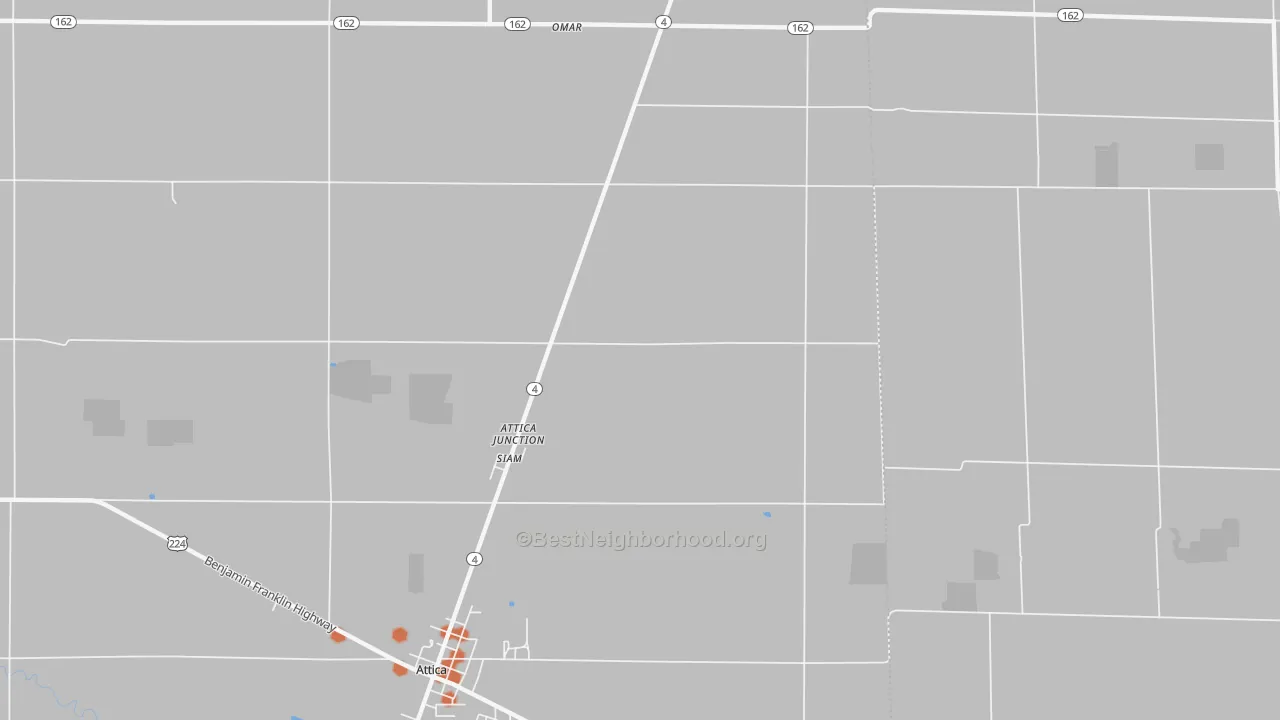 Bike Grade map of Attica Junction, OH
