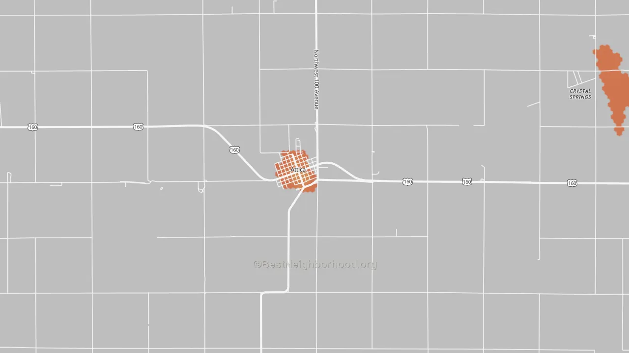 Bike Grade map of Attica, KS