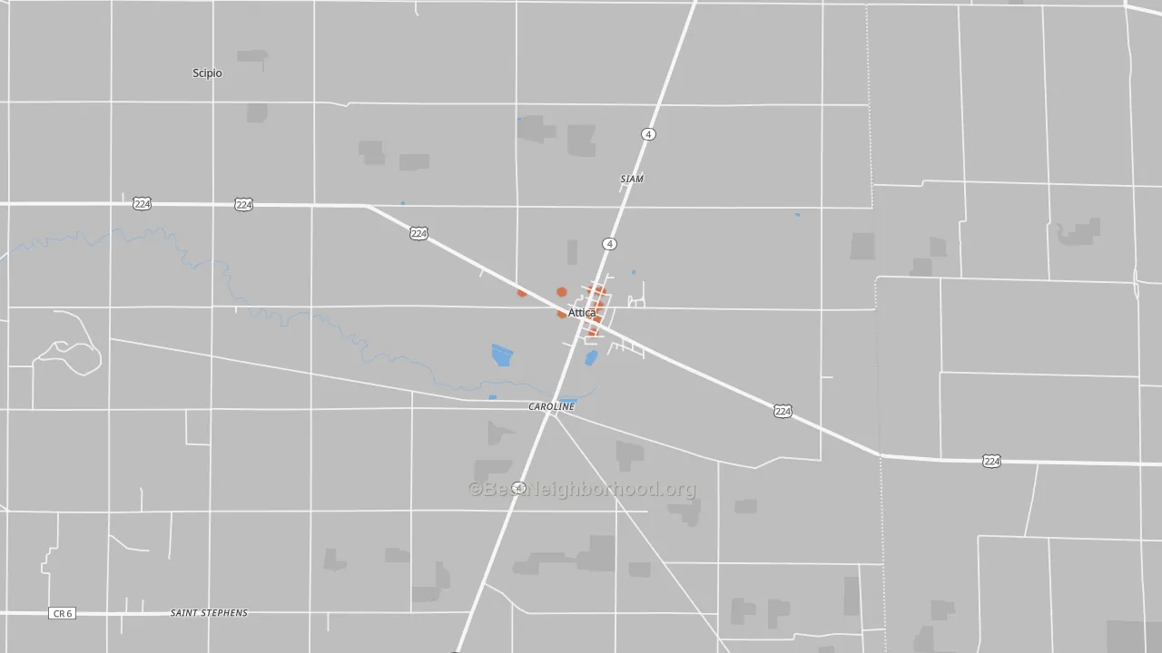 Bike Grade map of Attica, OH