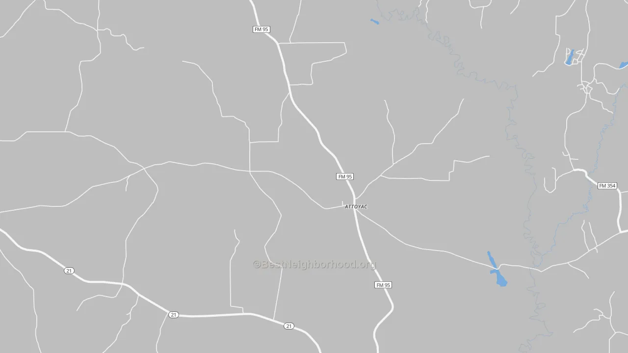 Bike Grade map of Attoyac, TX