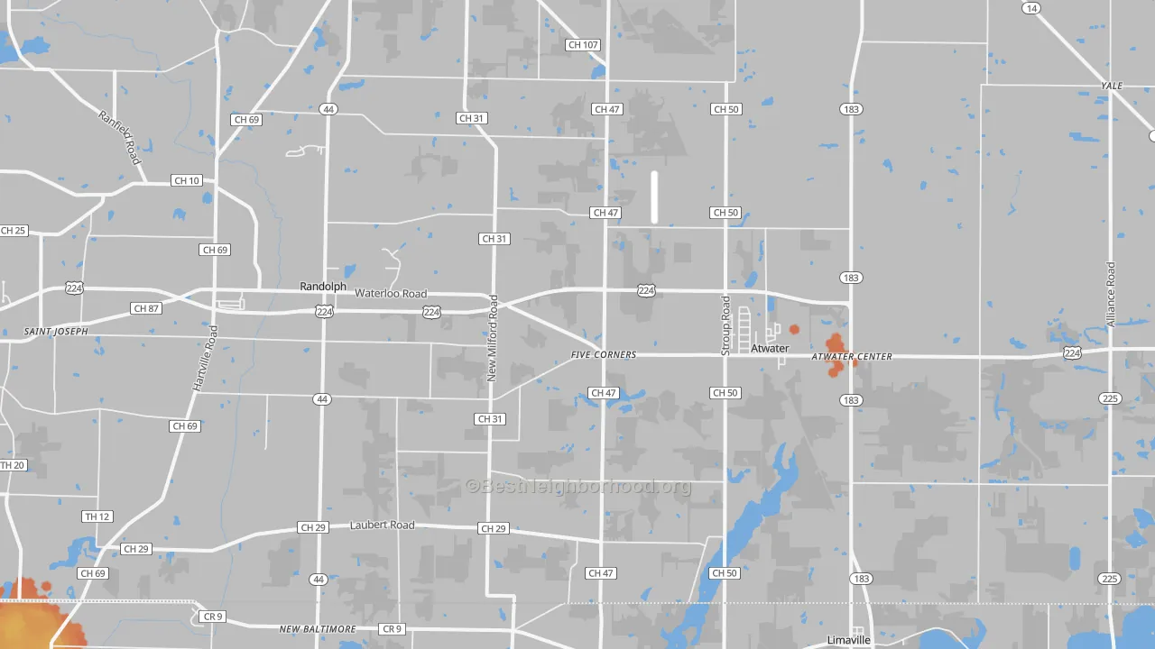 Bike Grade map of Atwater, OH