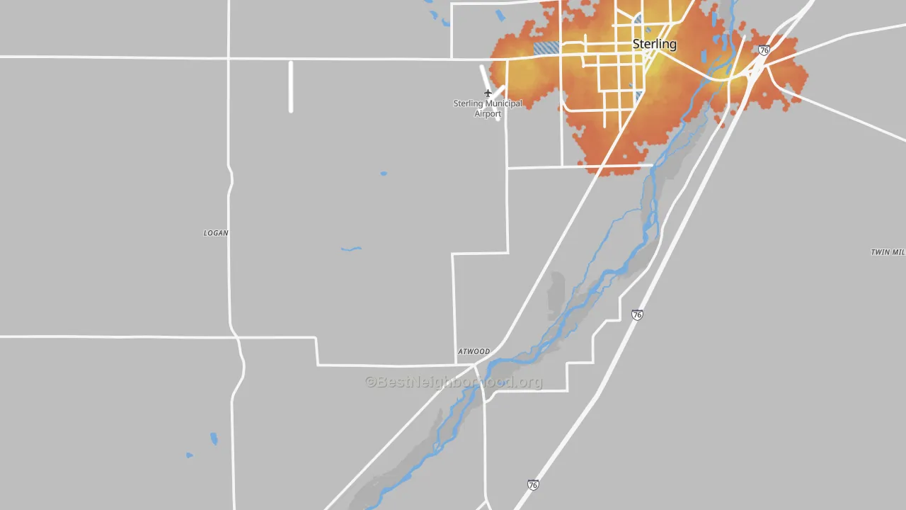 Bike Grade map of Atwood, CO