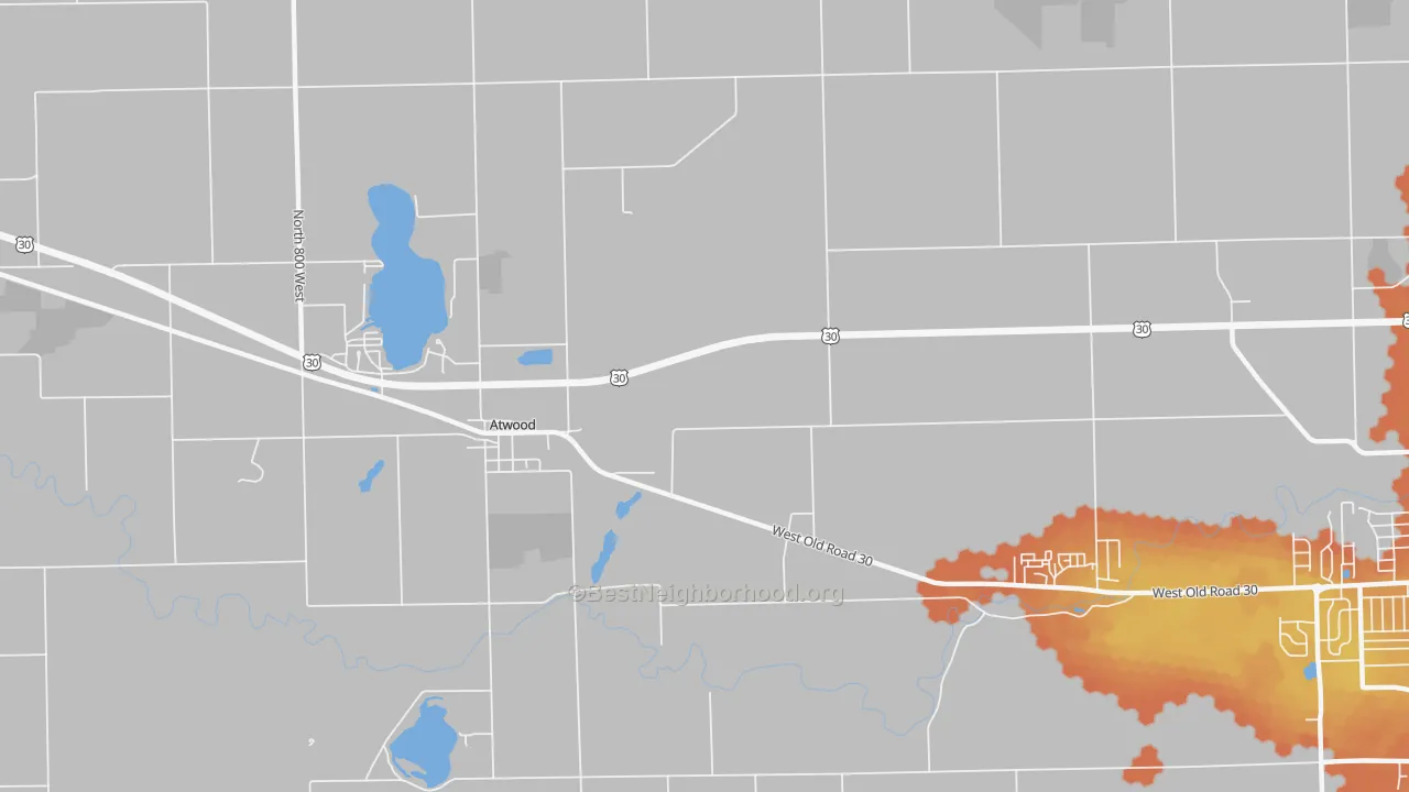 Bike Grade map of Atwood, IN