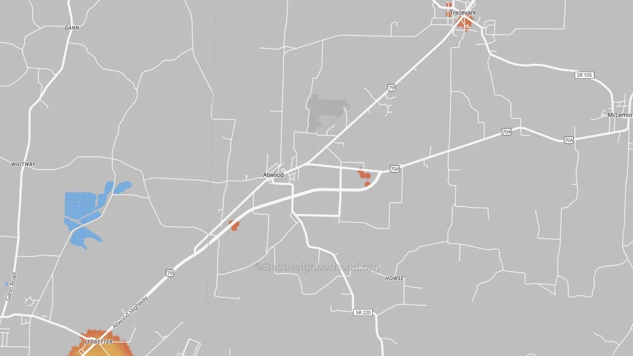 Bike Grade map of Atwood, TN