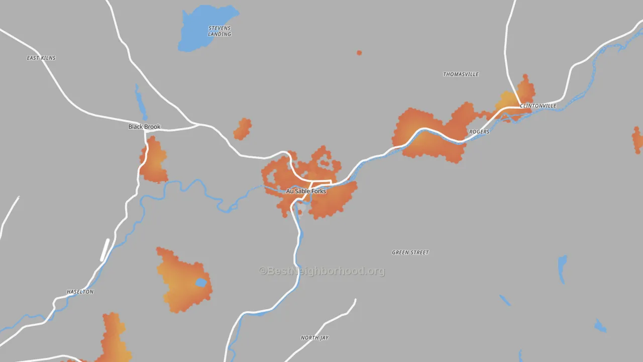 Bike Grade map of Au Sable Forks, NY