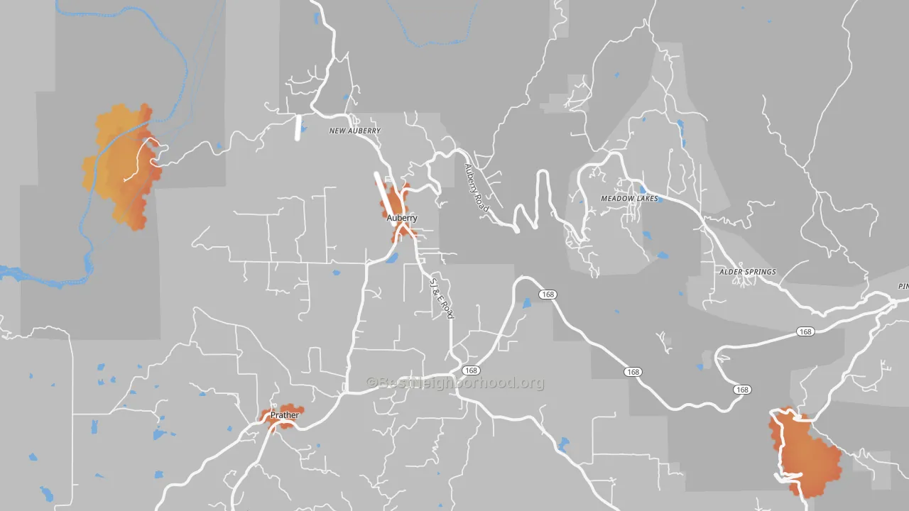 Bike Grade map of Auberry, CA