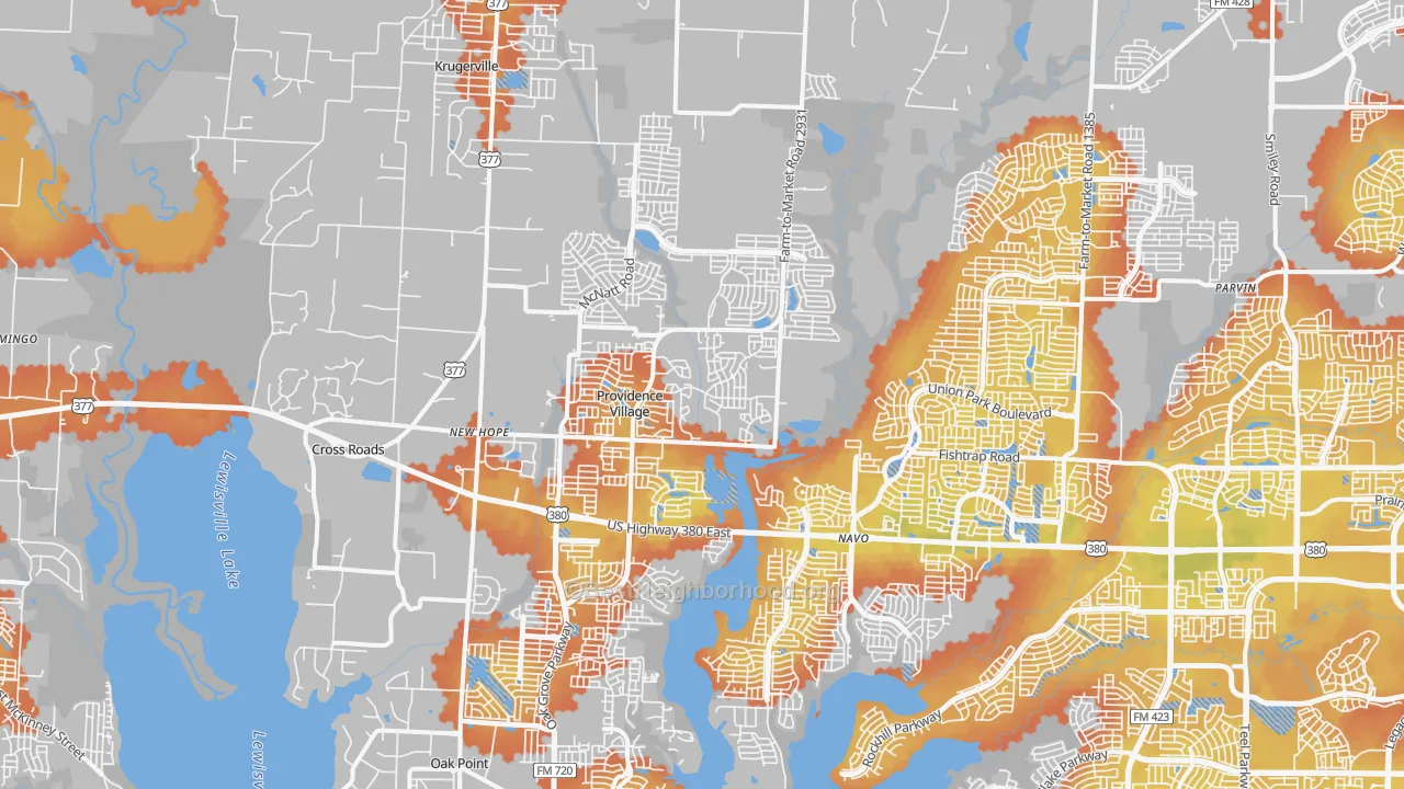 Bike Grade map of Aubrey, TX