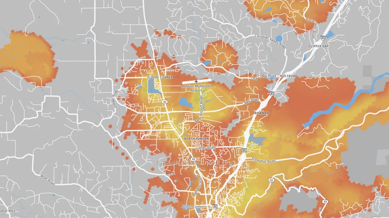 Bike Grade map of Auburn, CA