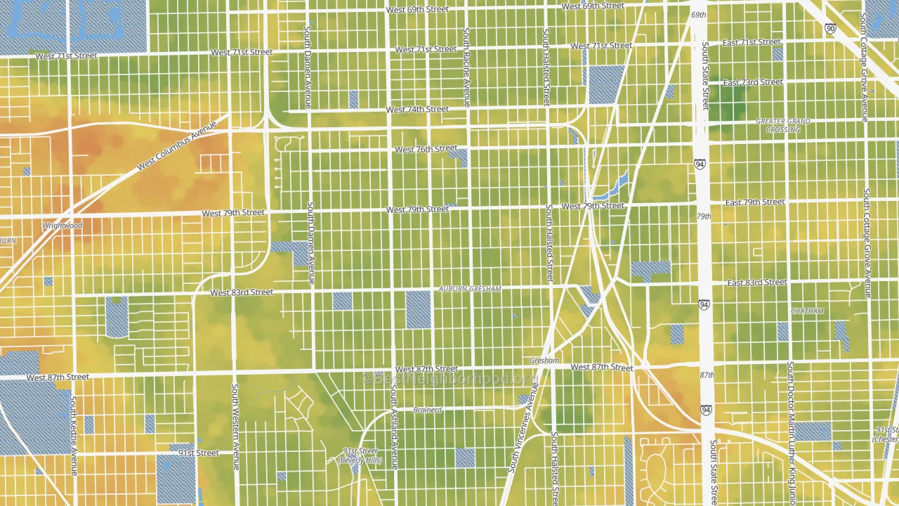Bike Grade map of Auburn Gresham, Chicago, IL