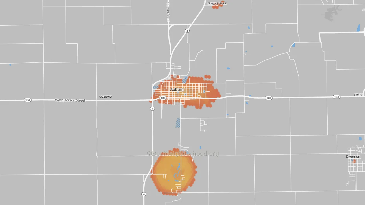 Bike Grade map of Auburn, IL
