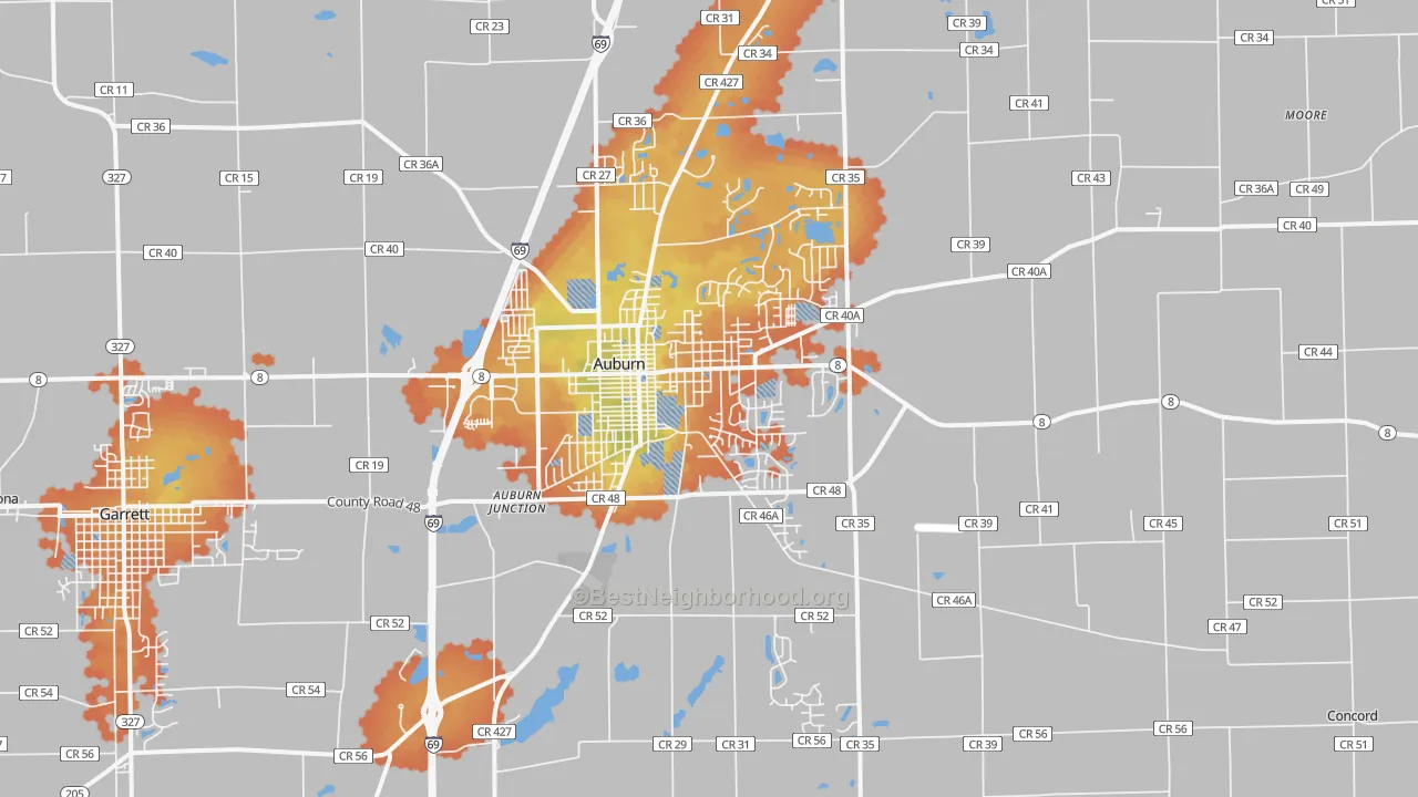 Bike Grade map of Auburn, IN