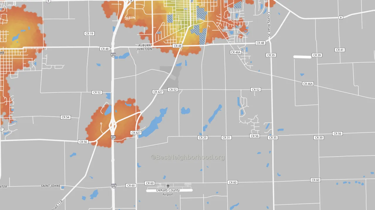 Bike Grade map of Auburn Junction, IN