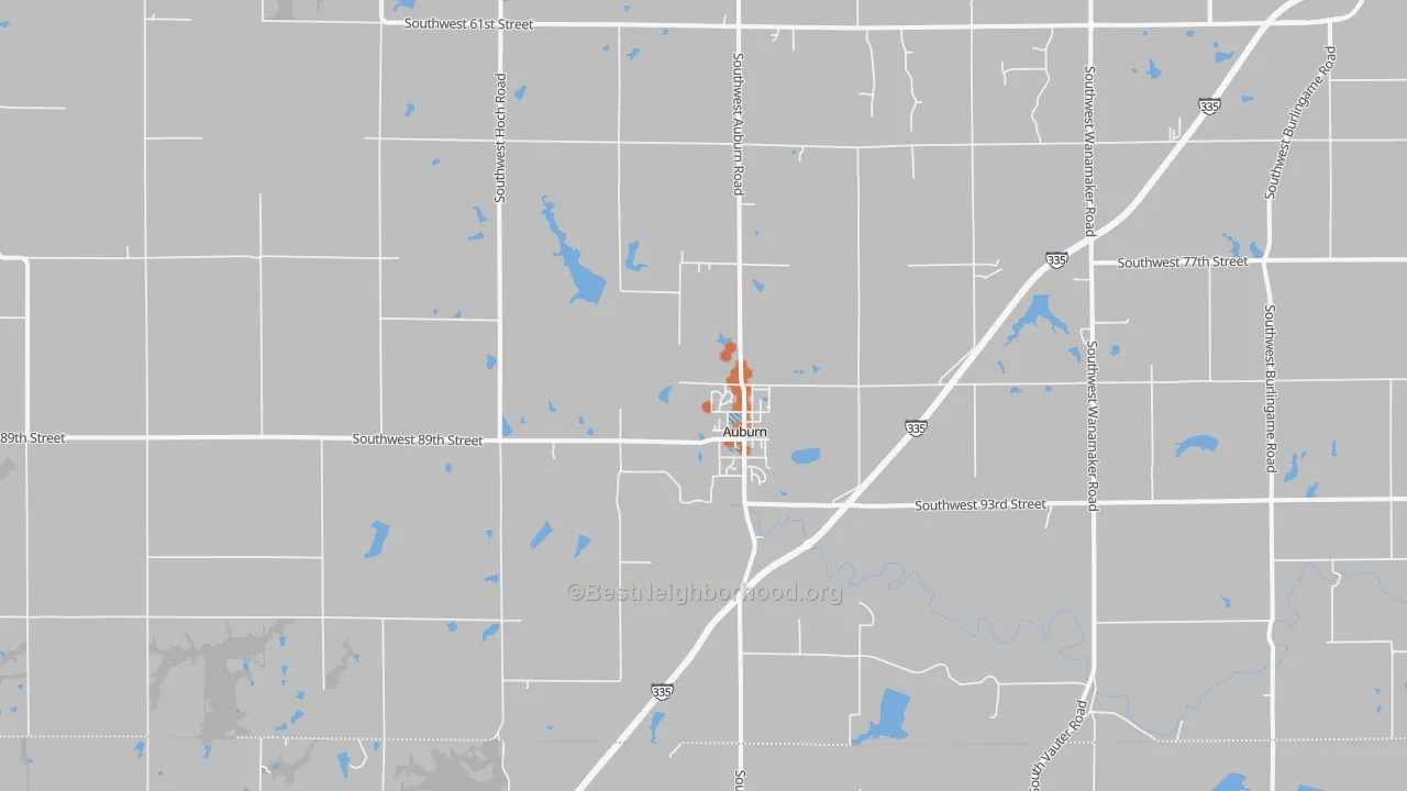 Bike Grade map of Auburn, KS