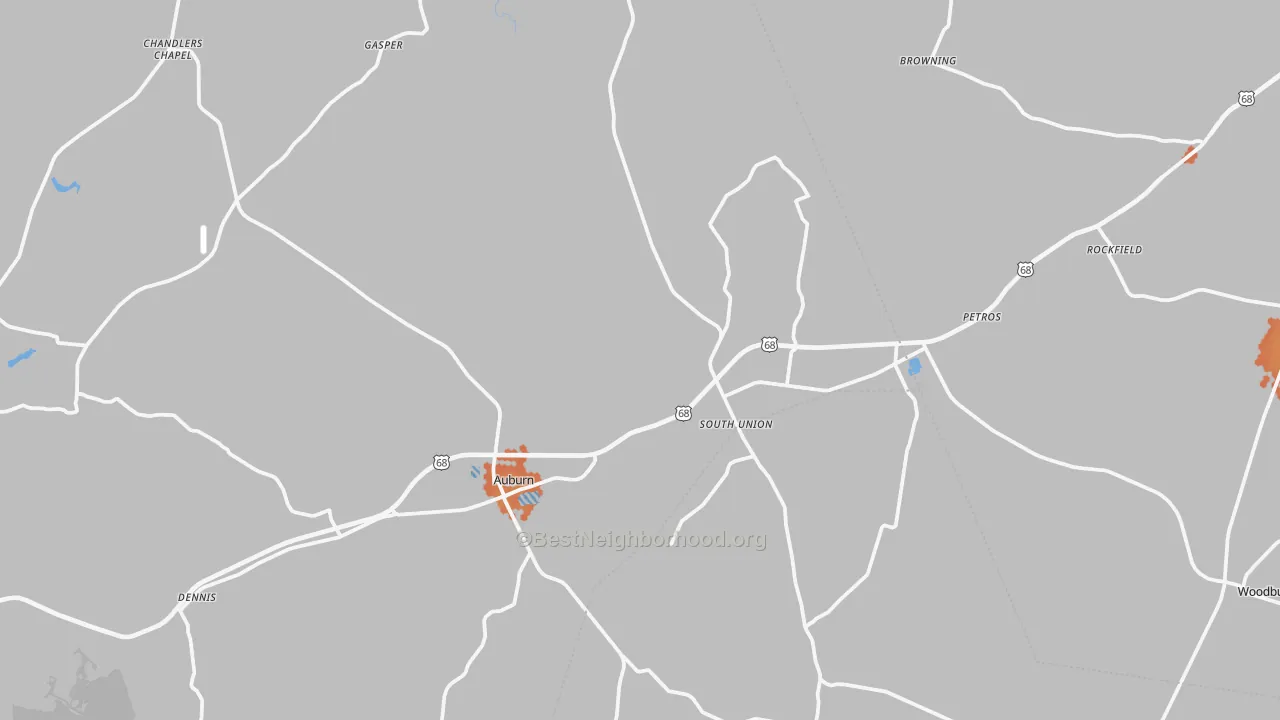 Bike Grade map of Auburn, KY