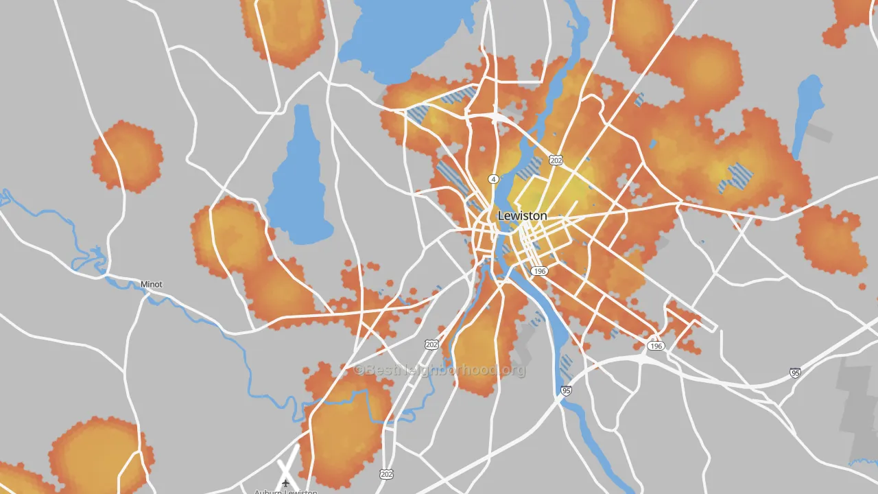 Bike Grade map of Auburn, ME