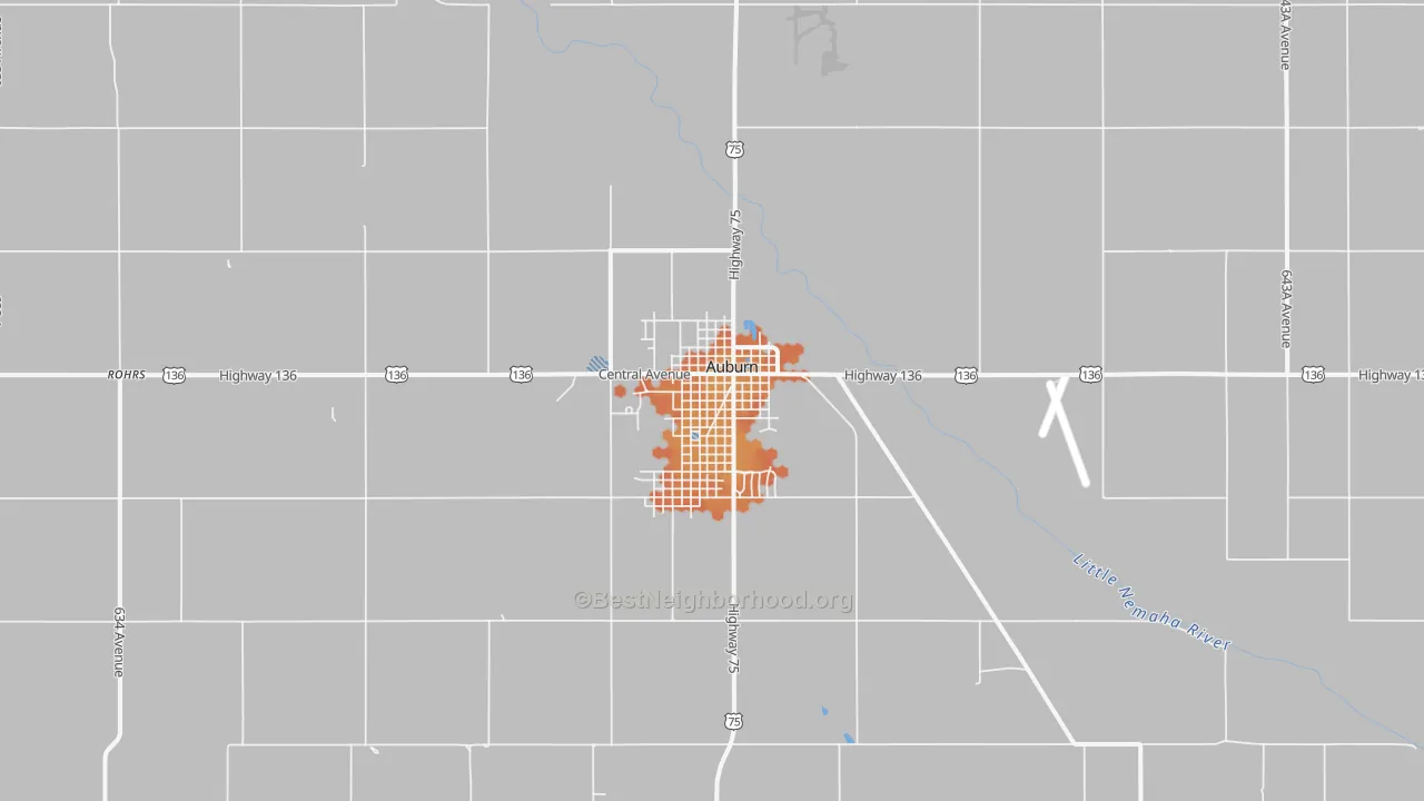 Bike Grade map of Auburn, NE