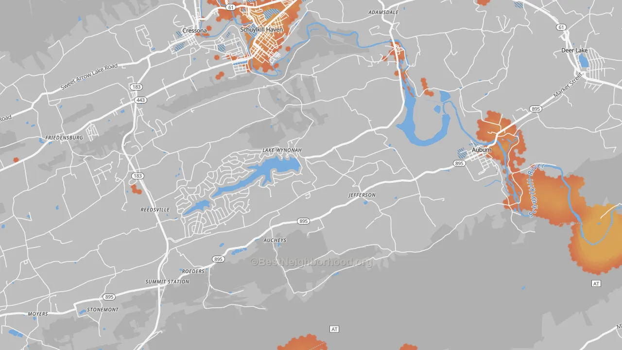 Bike Grade map of Auburn, PA
