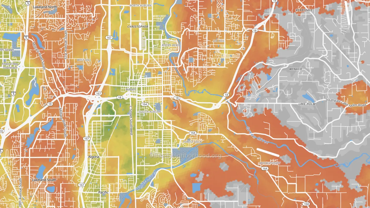 Bike Grade map of Auburn, WA