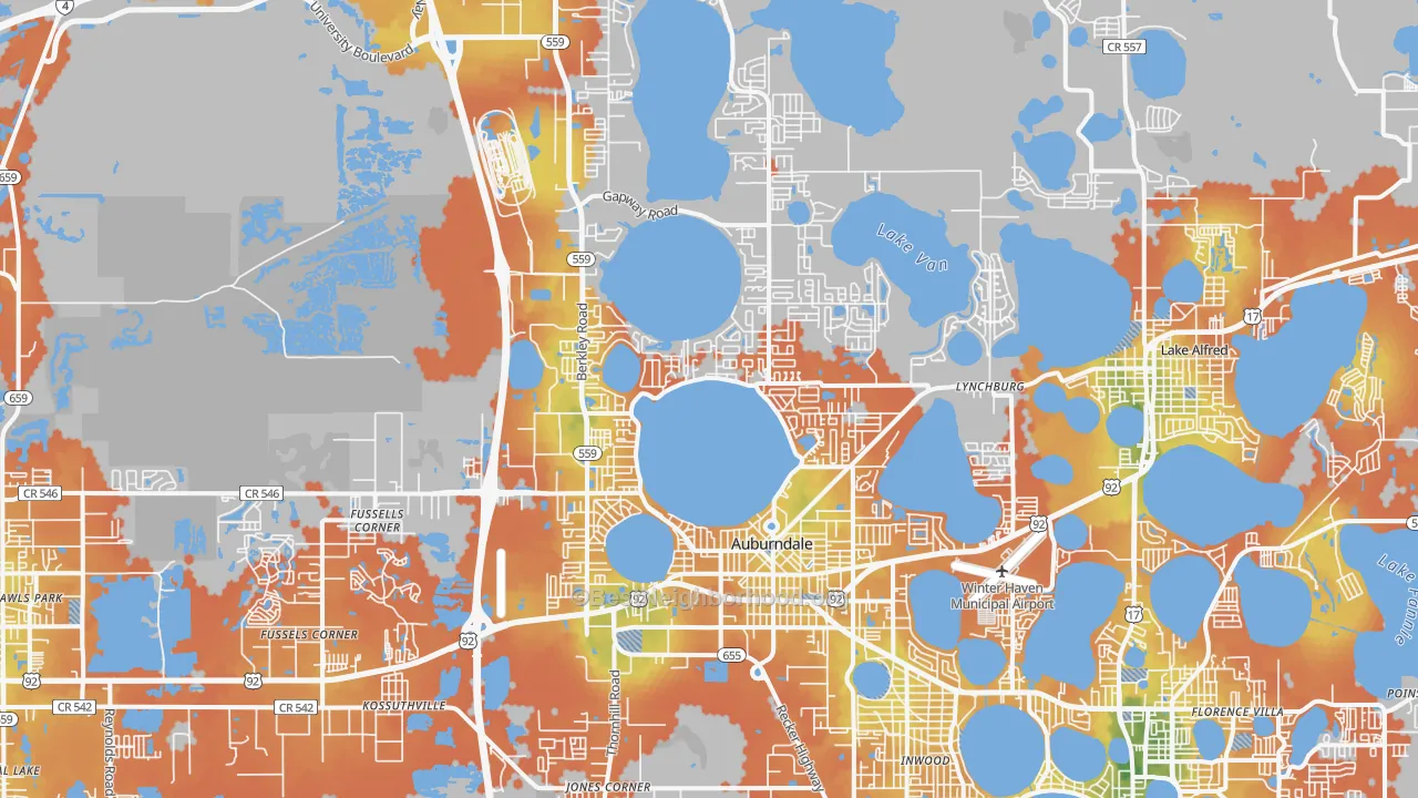 Bike Grade map of Auburndale, FL
