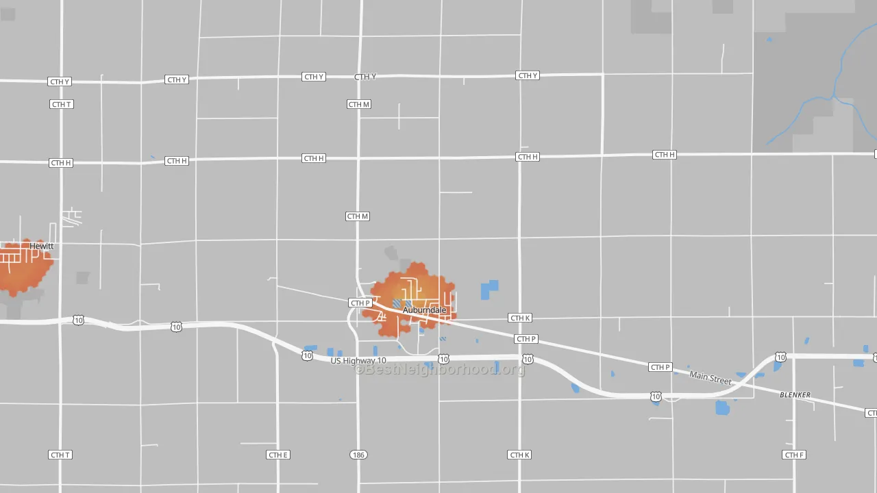 Bike Grade map of Auburndale, WI