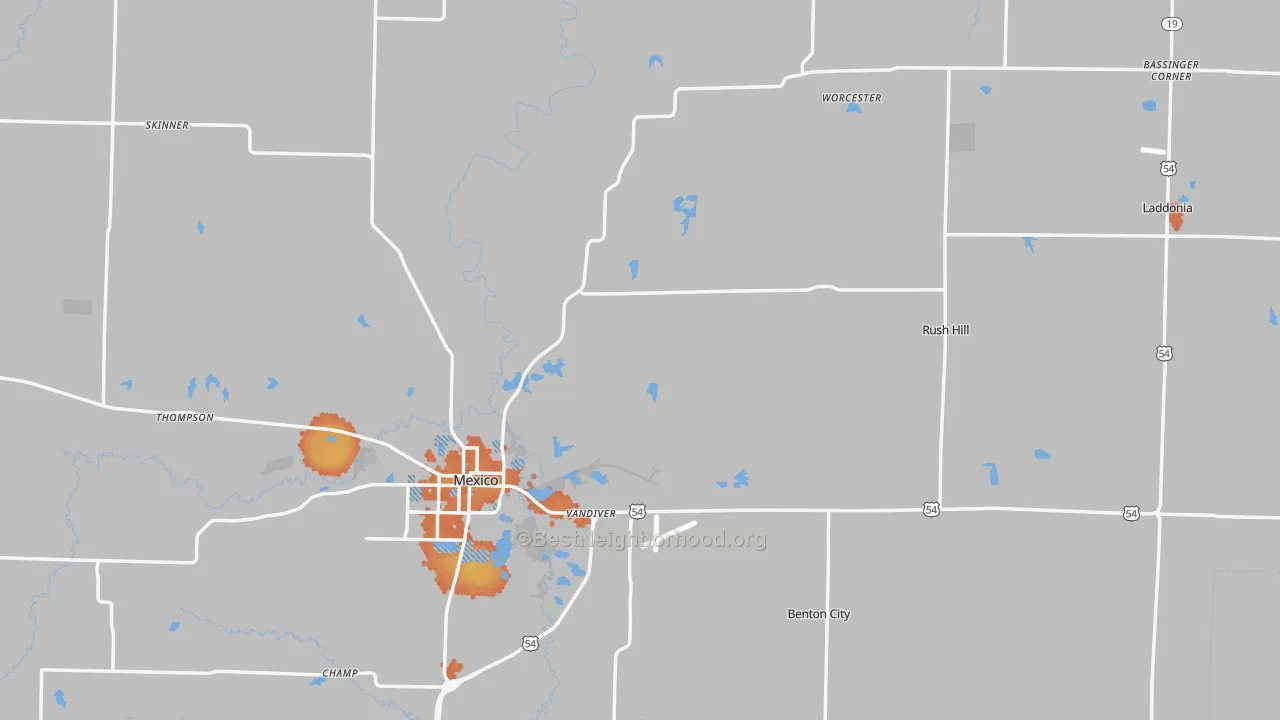 Bike Grade map of Audrain County, MO