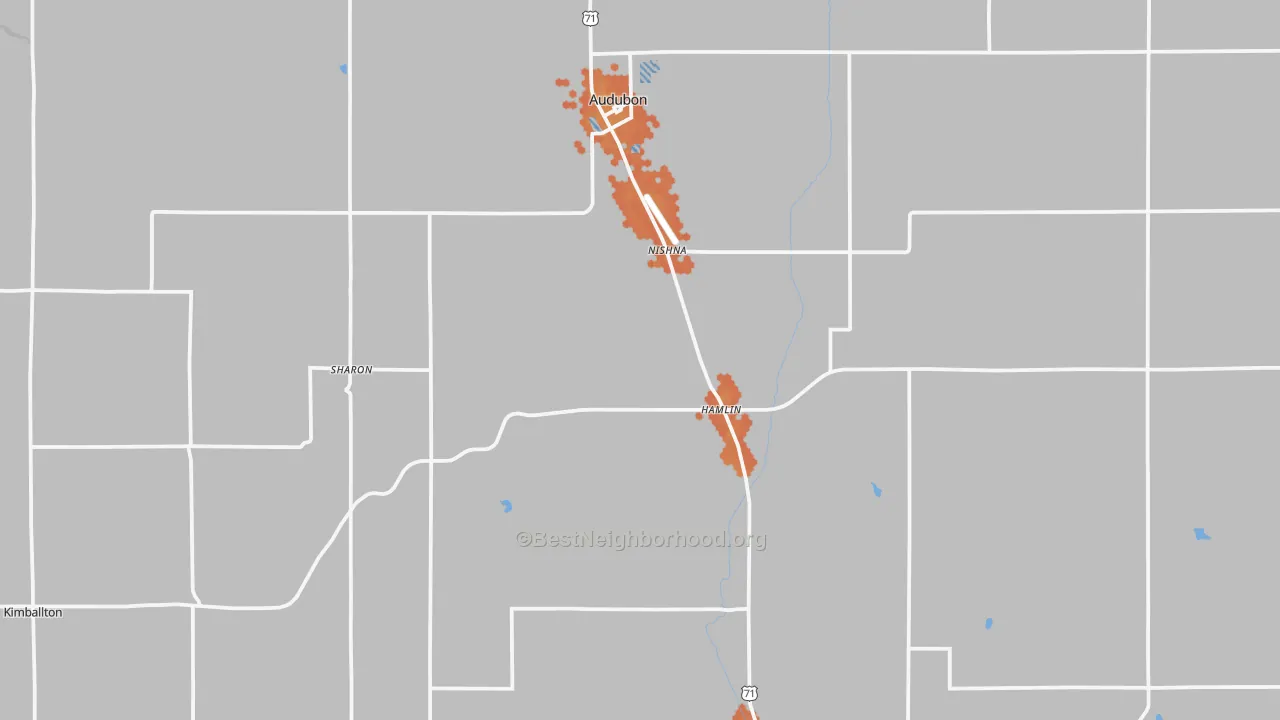 Bike Grade map of Audubon County, IA