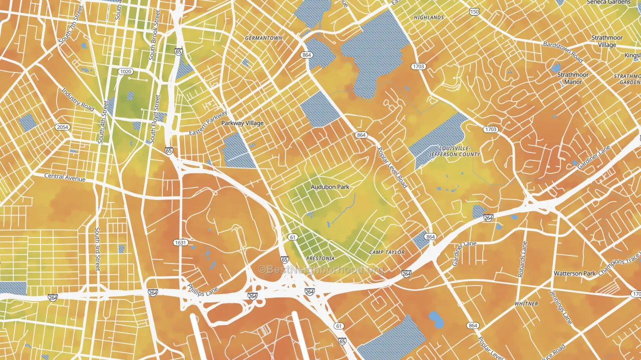 Bike Grade map of Audubon Park, KY