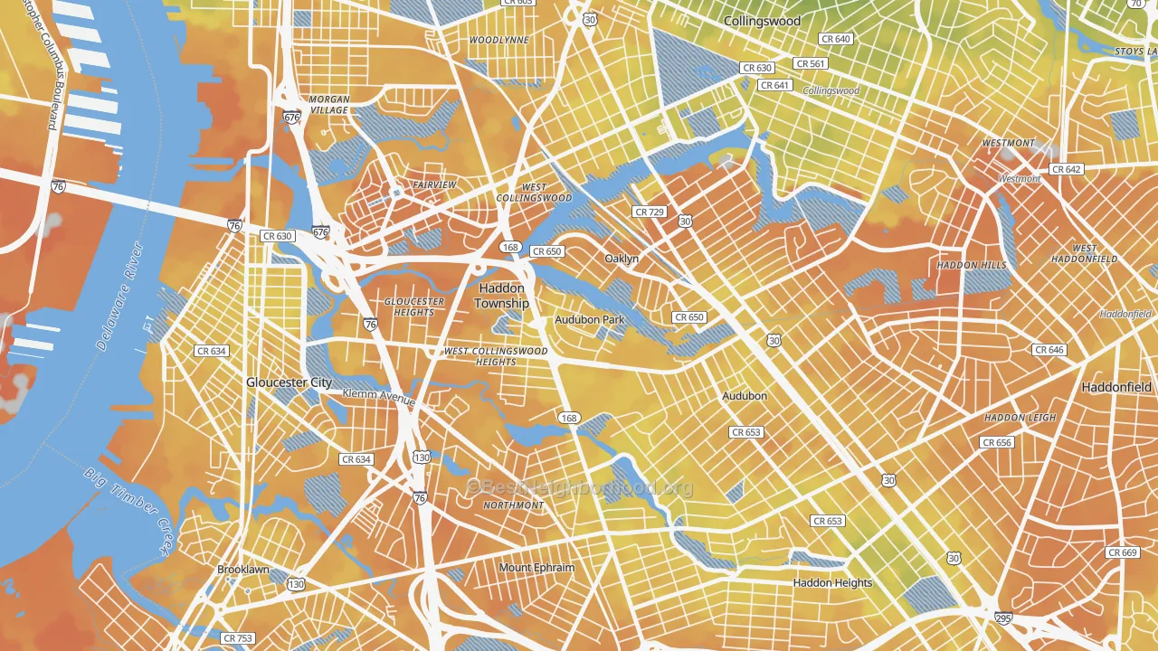 Bike Grade map of Audubon Park, NJ