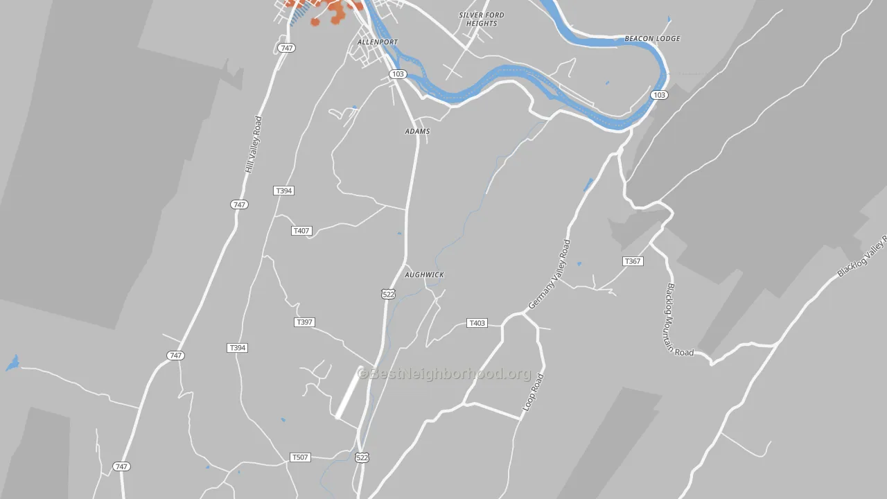 Bike Grade map of Aughwick, PA